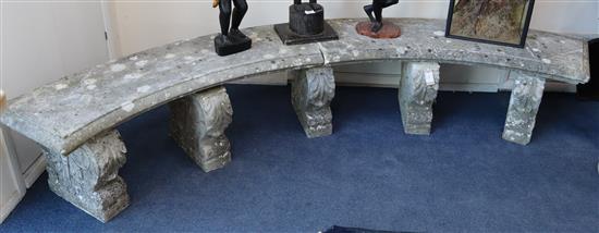 A stone bench W.250cm approx.